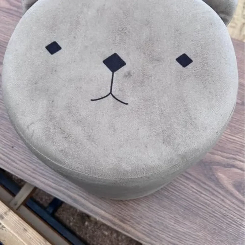 Adorable Bear Kids' Ottoman - Grey Plush Stool